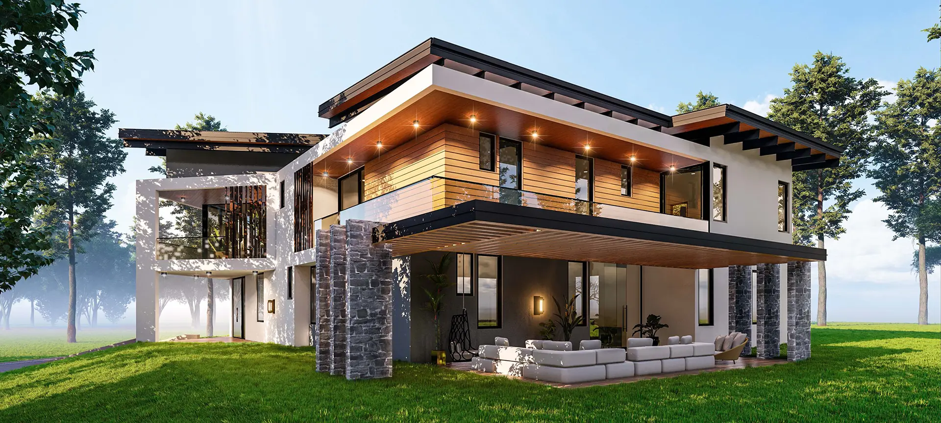6 Bedroom Modern Home - Back View
